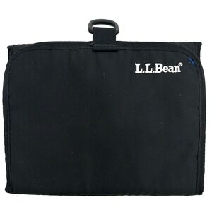 LL Bean Black Blue Nylon Hanging Tri-Fold Shower Caddy Travel Bag Organizer